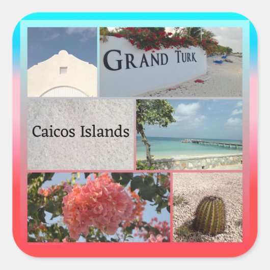 Turks und Caicos Quadratischer Aufkleber (Vorderseite)