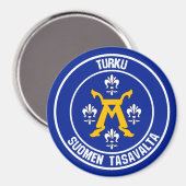 Turku Round Emblem Magnet (Vorderseite/Rückseite)