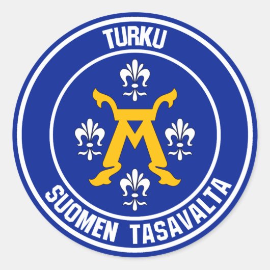 Turku Round Emblem Runder Aufkleber (Vorderseite)