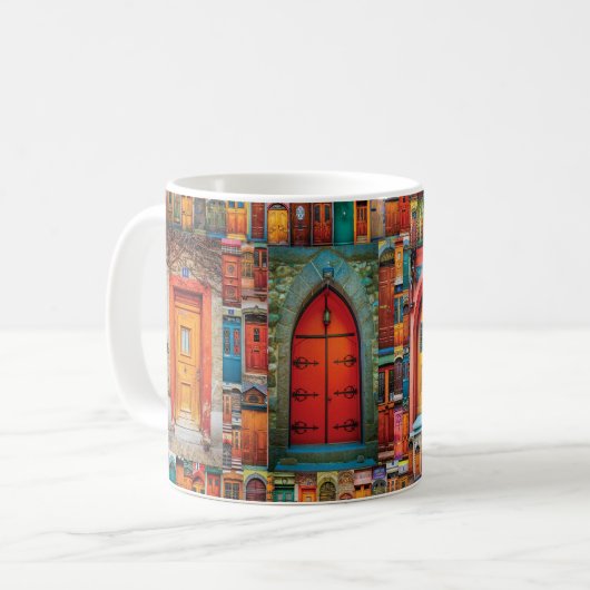 TürkunstCollage mit Vintagen Türen Kaffeetasse (Vorderseite Links)