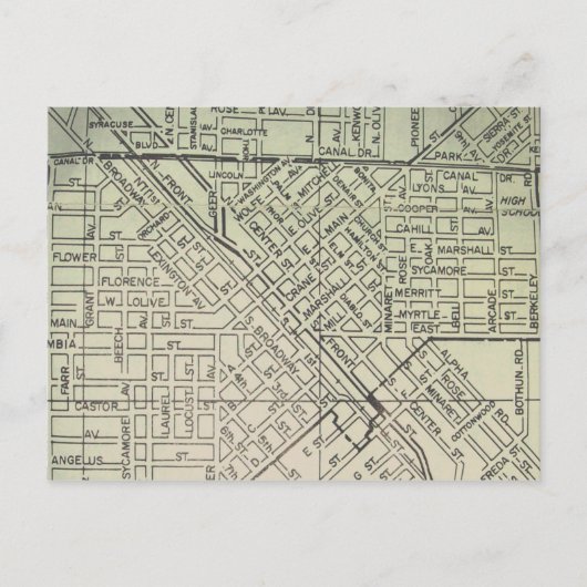 Turlock, CA Vintag Map Postkarte (Vorderseite)