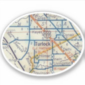 Turlock CA Vintager Fahrplan Aufkleber (Vorderseite)
