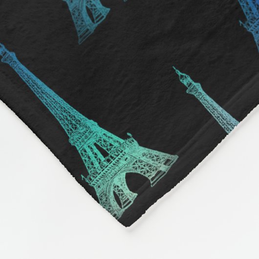 Turm-blaues Schwarz-Fleece-Decke Paris Eiffel Fleecedecke (Ecke)