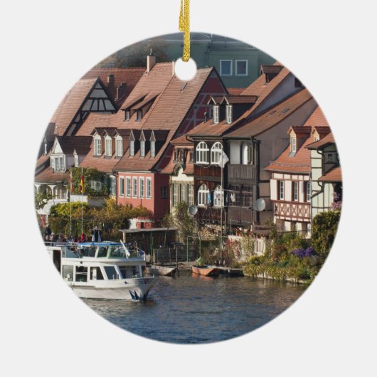 Turm Boat in Little Venice and River Regnitz Keramik Ornament (Hinten)