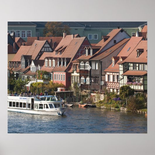 Turm Boat in Little Venice and River Regnitz Poster (Vorne)