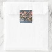 Turm Boat in Little Venice and River Regnitz Quadratischer Aufkleber (Tasche)