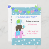 Turm der Elefanten Einladung zum Geburtstag (Vorne/Hinten)