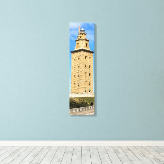 Turm des Leuchtturms Hercules Vertikale Canvas Pri Leinwanddruck (Insitu (Holzboden))