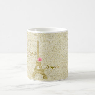 Turm-Gold Paris Eiffel u. rosa elegante Kaffeetasse