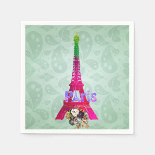 Turm Hipster-Paisleyneonfranzose-Paris Eiffel Serviette