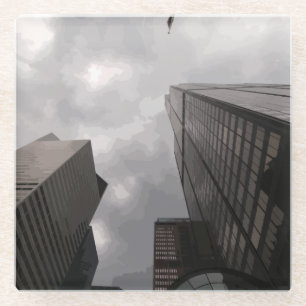 Turm in der Stadt. Glasuntersetzer