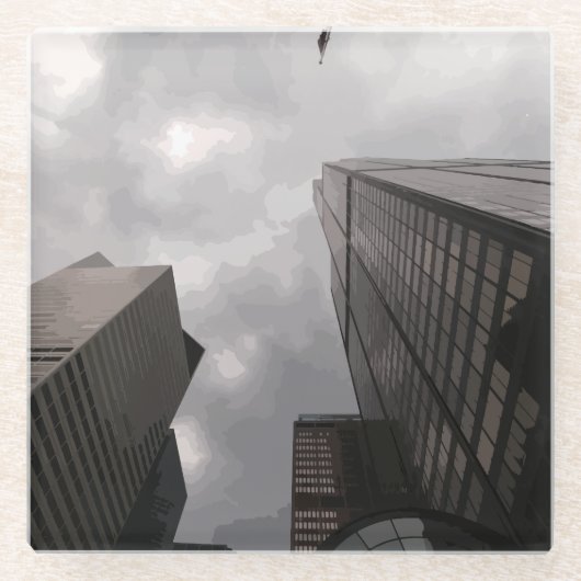 Turm in der Stadt. Glasuntersetzer (Vorderseite)