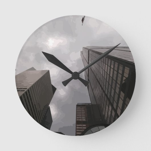 Turm in der Stadt. Runde Wanduhr (Vorderseite)