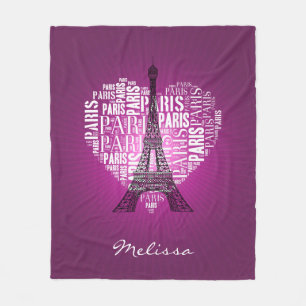 Turm & Inschriften Paris im Herzen Fleecedecke