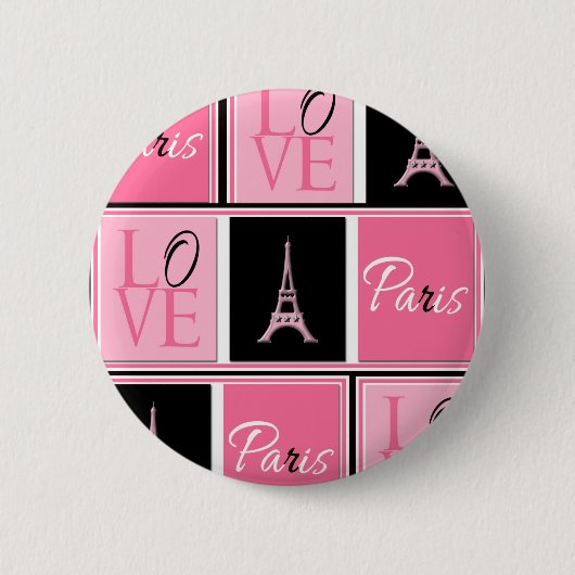 Turm-Liebe-Rosa-Schwarzes Paris Eiffel Button (Vorderseite)