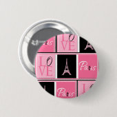 Turm-Liebe-Rosa-Schwarzes Paris Eiffel Button (Vorne & Hinten)