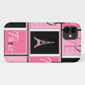 Turm-Liebe-Rosa-Schwarzes Paris Eiffel Case-Mate iPhone Hülle (Rückseite (Horizontal))