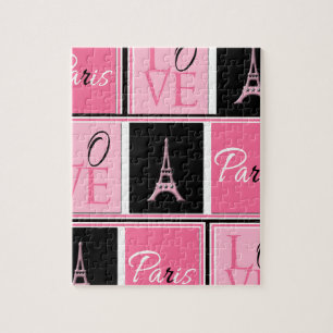 Turm-Liebe-Rosa-Schwarzes Paris Eiffel Puzzle