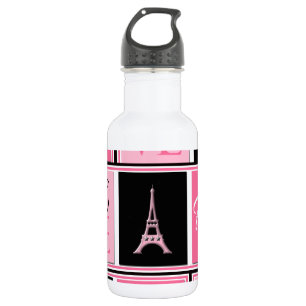 Turm-Liebe-Rosa-Schwarzes Paris Eiffel Trinkflasche