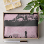 Turm-mit Monogramm rosa Polka-Namenspunkt Paris Seidenpapier (Geschenk)