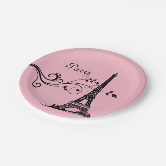 Turm-Papier-Teller Paris Eiffel Pappteller (Schrägansicht)