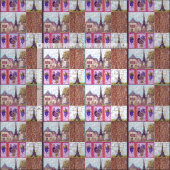 Turm Paris Eiffel inspiriertes Pointillismgewebe 2 Stoff (Kachel)