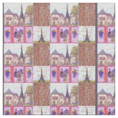 Turm Paris Eiffel inspiriertes Pointillismgewebe 2 Stoff (Nahaufnahme)