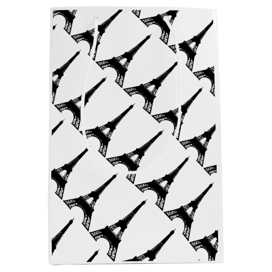 Turm Paris Eiffel Schwarz-weiß Mittlere Geschenktüte (Vorderseite)