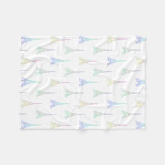 Turm-Pastellregenbogen-Fleece-Decke Paris Eiffel Fleecedecke (Vorderseite (Horizontal))