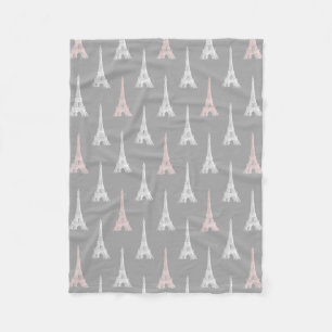 Turm-Rosa-graue Fleece-Decke Paris Eiffel Fleecedecke