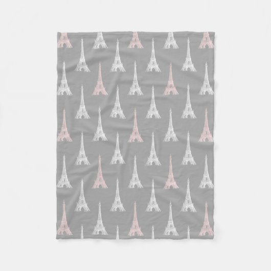 Turm-Rosa-graue Fleece-Decke Paris Eiffel Fleecedecke (Vorderseite)