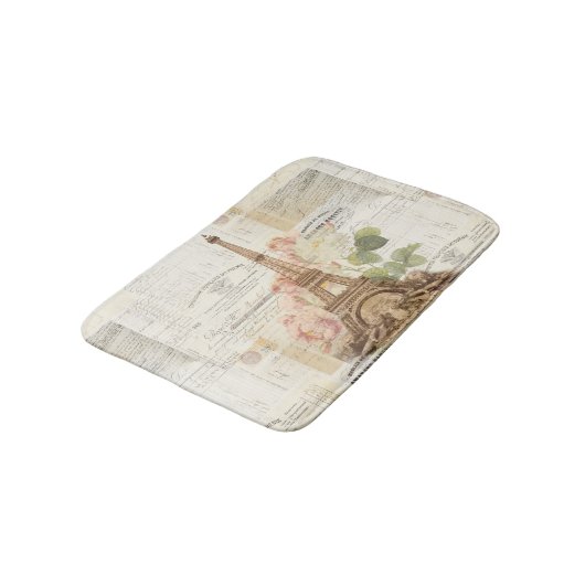 Turm-Rosa-Rosen-Bad-Wolldecke Paris Eiffel Badematte (Schrägansicht)