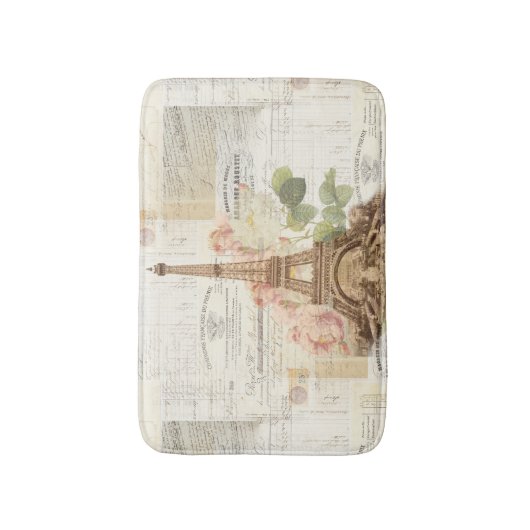 Turm-Rosa-Rosen-Bad-Wolldecke Paris Eiffel Badematte (Vorderseite Vertikal)