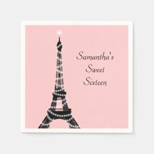 Turm-Serviette 16. Geburtstag Eiffel Serviette