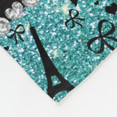 Turm-Türkis-Glitter Nameparis Eiffel Fleecedecke (Ecke)
