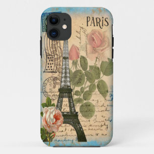 Turm u. Rosen Shabby Chic-Paris Eiffel iPhone 11 Hülle