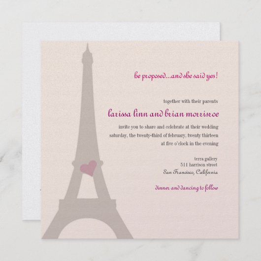 Turm-Verlobungs-Einladung Paris Eiffel Einladung (Vorne/Hinten)