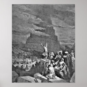 Turm von Babel Illustration Bibel-Gustave Dore Poster