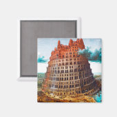 Turm von Babel, Pieter Bruegel der Ältere Magnet (Vorderseite/Rückseite)