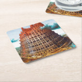 Turm von Babel, Pieter Bruegel der Ältere Rechteckiger Pappuntersetzer (angewinkelt)