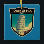 Turm von Pisa Italien Reisen Vintag Keramikornament<br><div class="desc">Turm von Pisa im Stil der Vektorkunst. Der Schiefe Turm von Pisa,  oder einfach der Turm von Pisa,  ist der Campanile oder freistehende Glockenturm der Kathedrale von Pisa.</div>