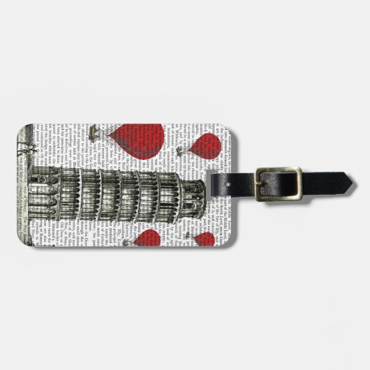 Turm von Pisa und Red Hot Air Balloons Gepäckanhänger (Vorderseite horizontal)