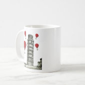 Turm von Pisa und Red Hot Air Balloons Kaffeetasse (Vorderseite Links)