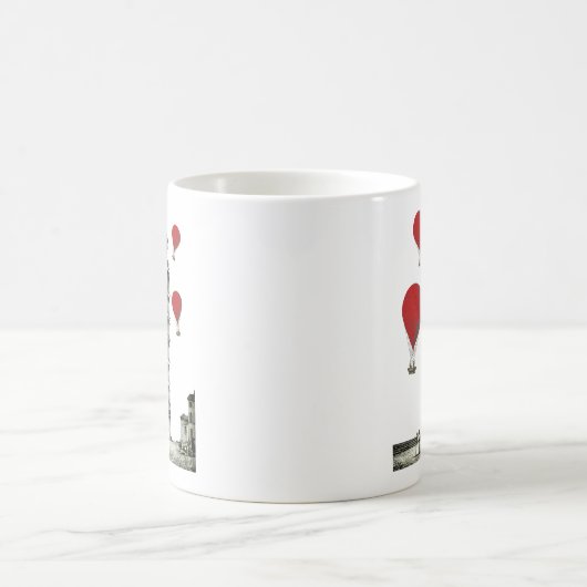 Turm von Pisa und Red Hot Air Balloons Kaffeetasse (Mittel)