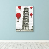 Turm von Pisa und Red Hot Air Balloons Leinwanddruck (Insitu (Holzboden))