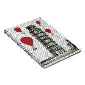 Turm von Pisa und Red Hot Air Balloons Notizblock (Rechte Seite)