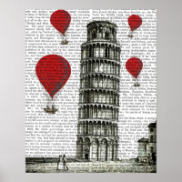 Turm von Pisa und Red Hot Air Balloons
