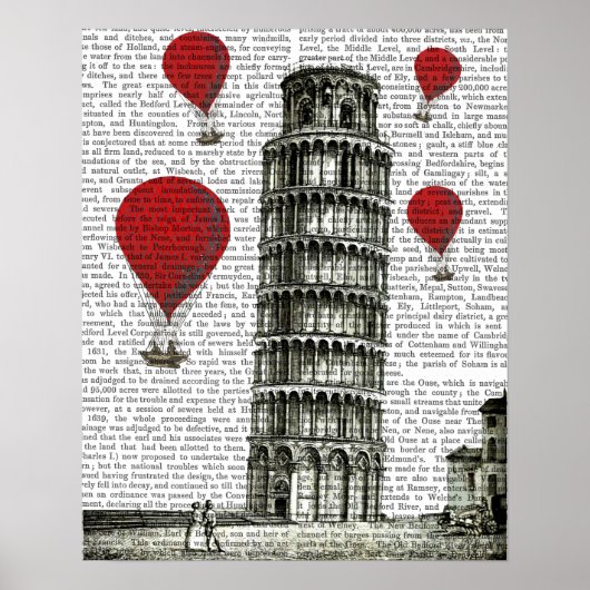 Turm von Pisa und Red Hot Air Balloons Poster (Vorne)