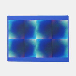 Türmatte mit blauem und türkisfarbenem Design