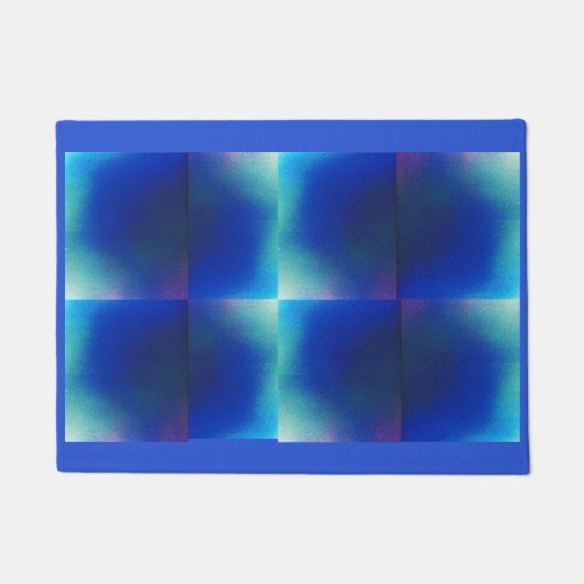 Türmatte mit blauem und türkisfarbenem Design (Vorderseite)